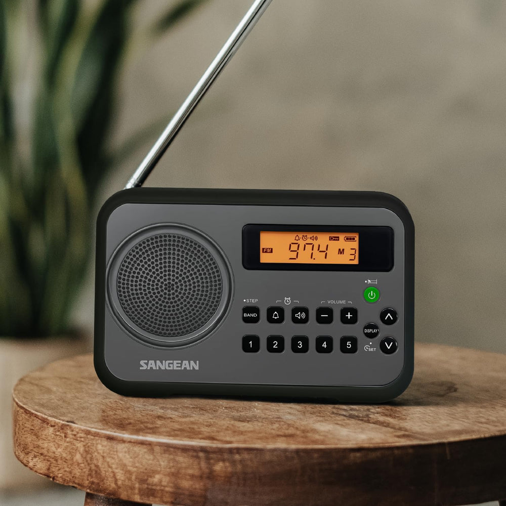 Sangean PR-D18BK AM/FM/Portable Digital Radio with Protective Bumper (Gray/Bl...