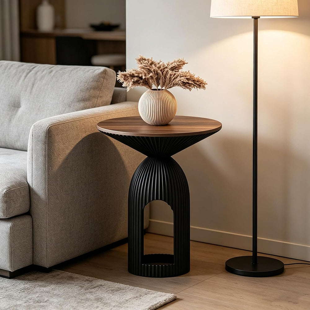 Round Accent End Table, 17.7'' Mid Century Modern Side Table, Circle ...