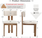 HNY Modern Farmhouse Linen Dining Chairs Set of 4, Beige Fabric Upholstered Dining Room Kitchen Chairs with Natural Wood Frame & Curved-Back, Armless Accent Wood Chairs for Dining Room Living Room