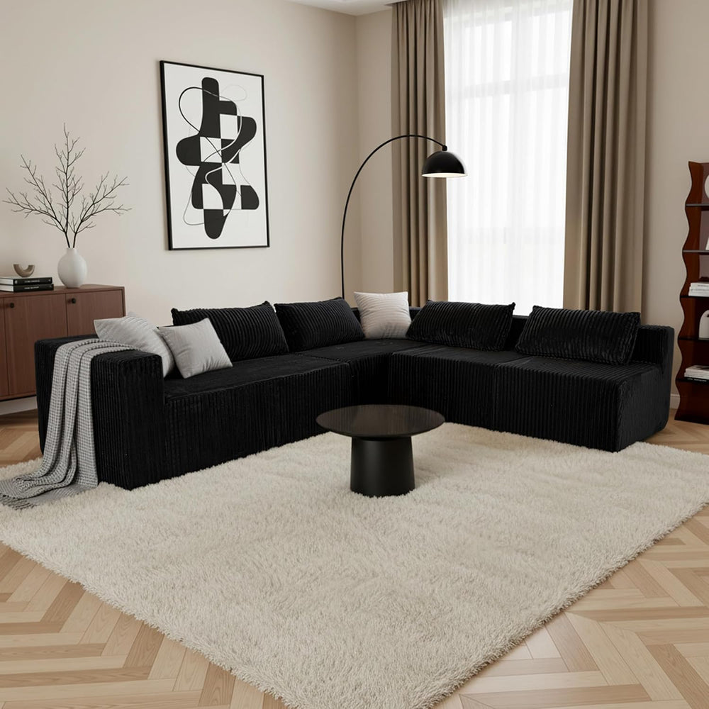 Claiks 128" U-Shaped Modular Sectional Sofa No Assembly Required, Oversi...