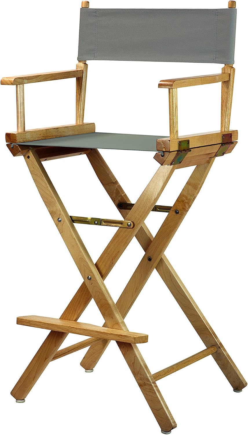 Casual Home 30" Director's Chair Natural Frame-with Grey Canvas, Bar...