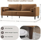HIFIT 79" Sofa Couches for Living Room Mid-Century Modern Decor Faux Leather Couch with Deep Seat&Cloud Cushions&2 Pillow, 3 Seater Home Sofa Living Room Brown Loveseat for Office, Bedroom, Apartment