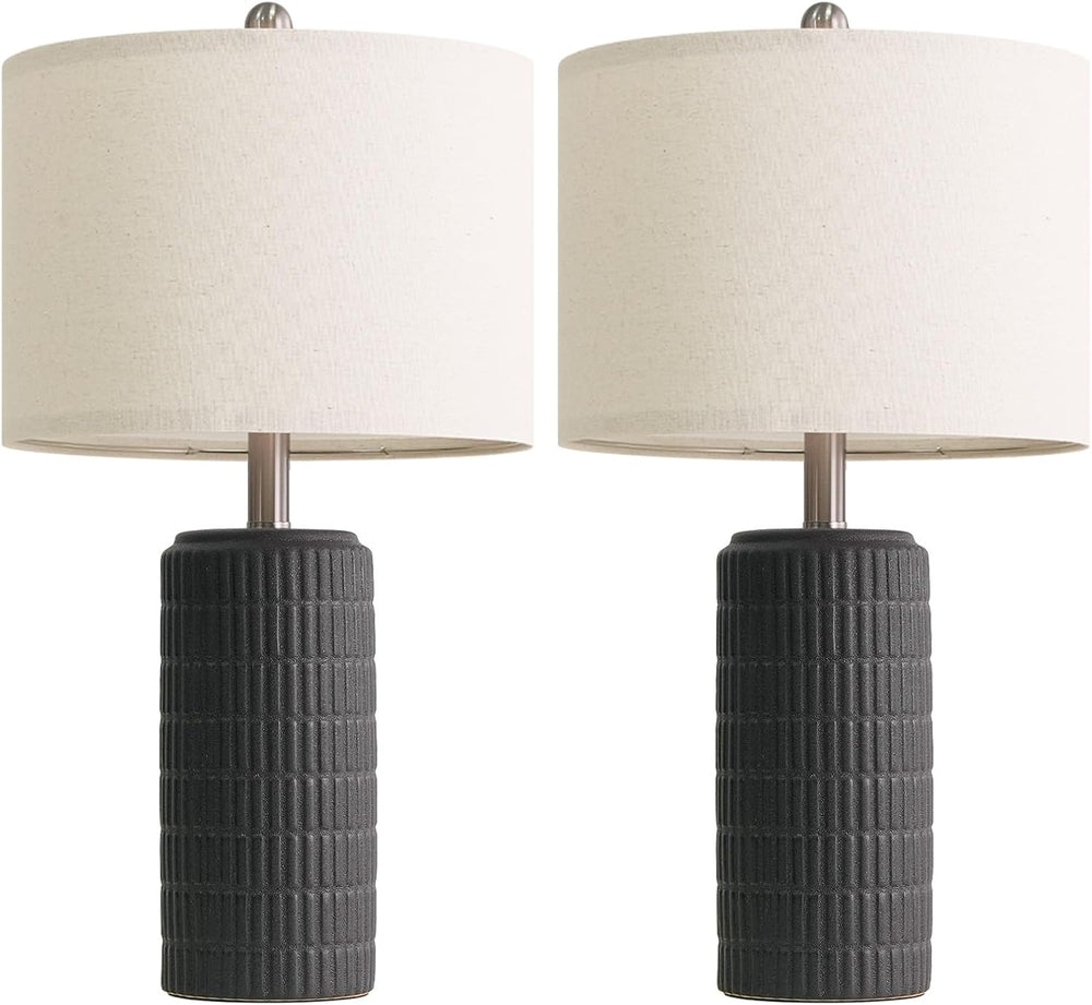 PoKat 23" Matte-Textured Ceramic Table Lamps Set of 2 for Bedroom, Stone...