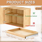 Menkxi 2 Set Pull out Tray Cabinet Organizer Wooden Pull Drawers storage Slide out Pantry Shelf for Base Cabinet Kitchen Gentle Close Fully Assembled Accessories (Wood Color,30'' X 21'' X 3")