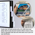 Ultimate Office AdjustaView 10-Pocket Wall Reference Organizer with Easy-Load Pockets and Mounting Screws, Black Pockets