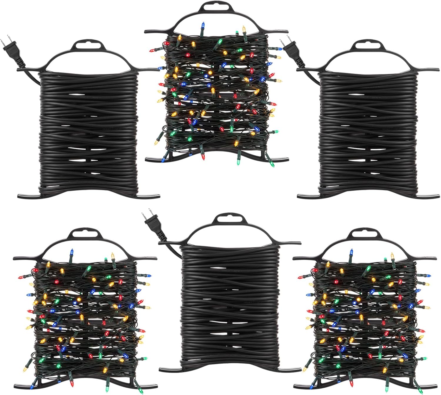Ripeng 6 Pcs Extension Cord Storage Reel, Portable Cord Holder with Handle, Christmas Lights Storage, Black Hose Organizer Wrap-Holds, H-Frame Reel Outdoor