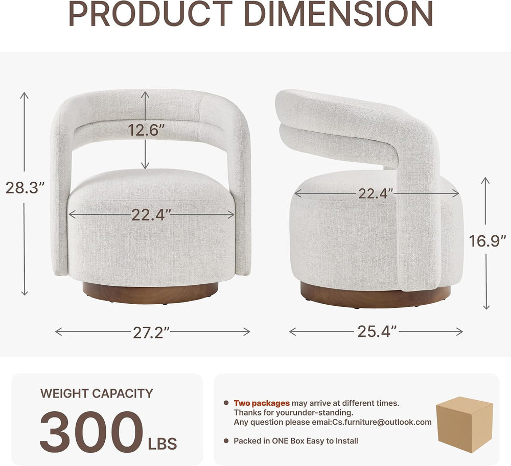 KISLOT, Swivel Accent Chair, Modern Arm Chair with Wooden Base, Wheat, 2PCS |...