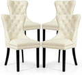 SyMax Dining Chairs Set of 4, Faux Leather Parson Dining Room Chairs, High-End Tufted Kitchen Side Chairs for Bedroom, Living Room, White
