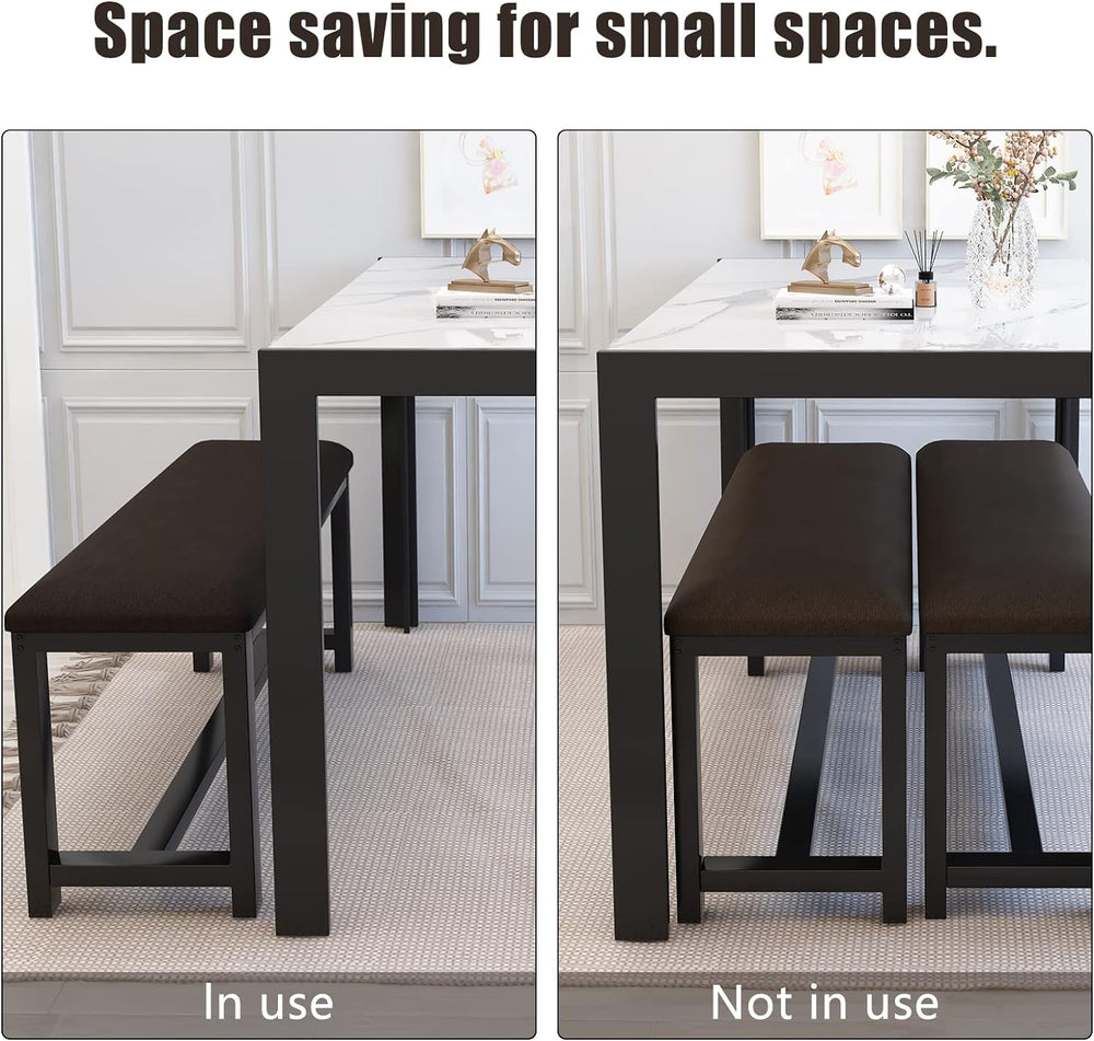 Dining Room Table Set with 2 Benches, Dining Table Set for 4-6, Dinner Table ...
