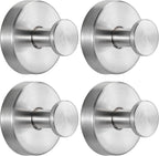 Suction Cup Hooks for Shower No-Drill Bathroom Hooks for Towels, Robes, Loofah Mountable on Bathroom Walls, Kitchen, Glass, Mirrors, Tile and Smooth,Non-Porous Surfaces (4, Brushed Nickel)