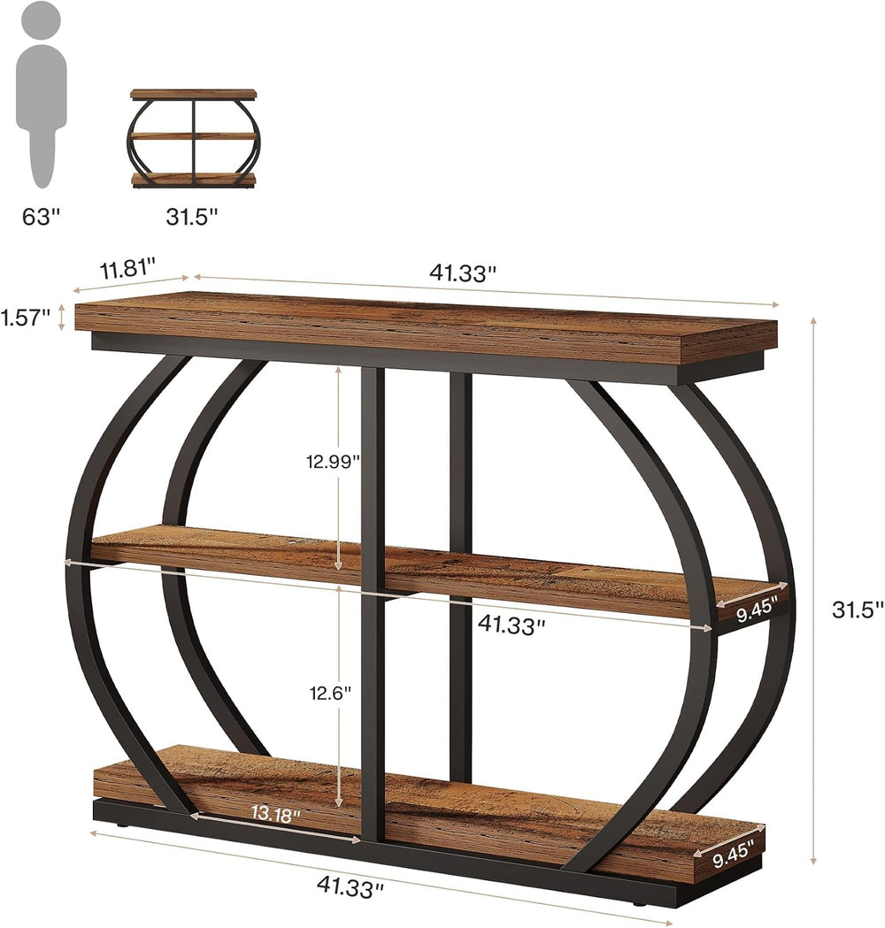 Tribesigns 41.3" Console Table, Industrial 3-Tier Entryway Table with Ar...