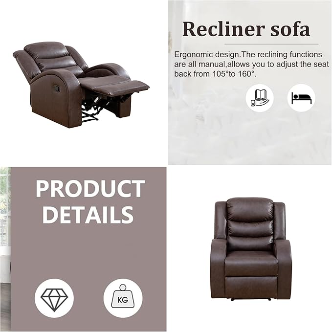 Power Recliner Chair, Leather Recliners with Home Theater Seating, Oversized Single Electric Recliner Sofa Breathable Living Room Chairs for Adults Reading Gaming, Red