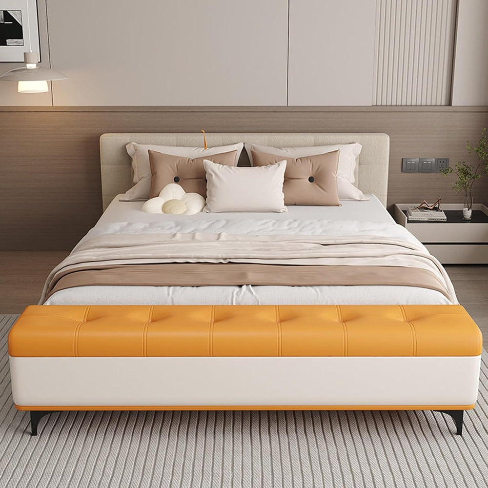 Modern Bedroom Bench with Storage Space, Hallway Seat Chest with Shoe Rack, U...