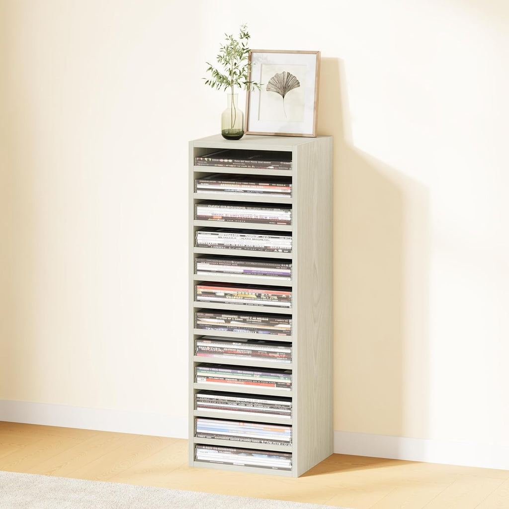 IOTXY DIY Modular Cube Bookcase - CubeXY Customizable Stackable Expandable Basic Shelving Units, 12-Cube Wooden Open Bookshelf with Removable Shelves for Vinyl Record Storage Organizer, Oak