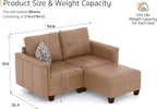 SITJOY 65" Faux Leather Modular Sectional Sofa with Storage, Mid Century Modern Sectional Couches for Living Room, Soft Padded Armrests, 2 Seater L-Shaped Loveseat with Ottoman, Brown