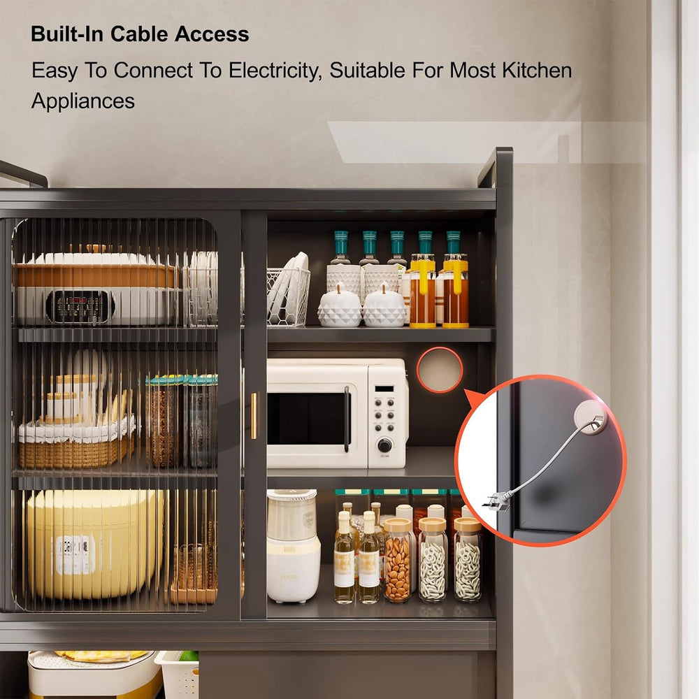 Kitchen Pantry Cabinet with Adjustable Shelves and Doors, Tall Storage Cabine...