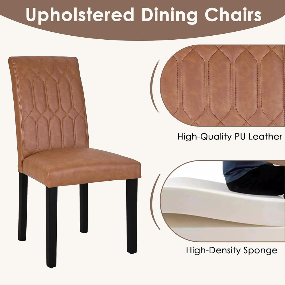 VECELO Upholstered Dining Chairs Set of 2, Modern PU Leather Accent Parsons, ...