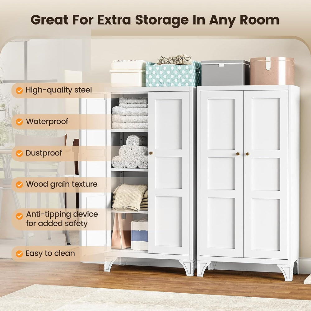Yizosh Metal Storage Cabinet with Doors and 3 Adjustable Shelves - 47" W...