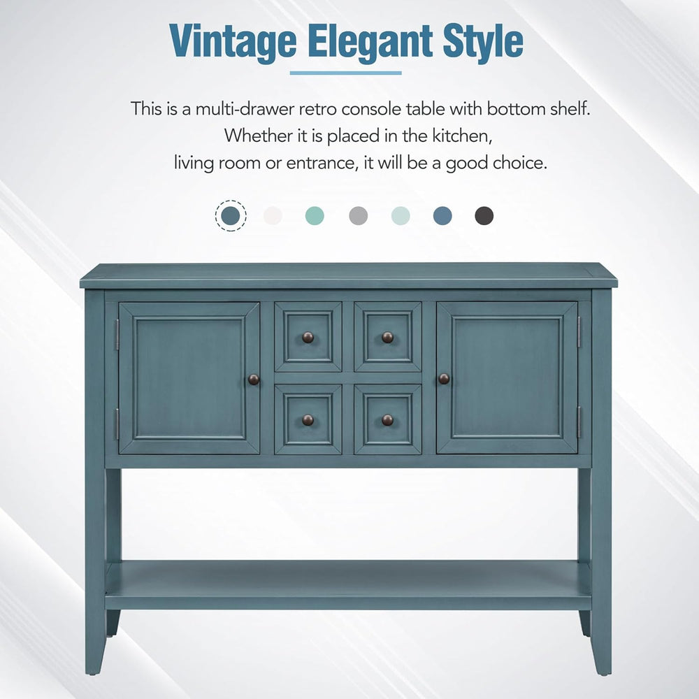 P PURLOVE Console Table Buffet Sideboard Sofa Table with Drawers Cabinets and...