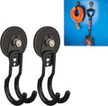 ULIBERMAGNET New Upgraded Garage Magnetic Hooks, 2 Pack Black Heavy Duty Large J Hooks with Magnet, Black Strong Anti-Slip Coating Magnet Hooks for Garden Tools, Ropes,Drill,Metal Cabinet,Pegboard