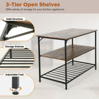 Large Kitchen Island with Storage,Solid Structure,Thick Board Top, for Kitchen,Coffee Shop,Restaurant,Living Room,Dining Room,Brown - Perfect for Small Kitchen Islands and Kitchen Shelves