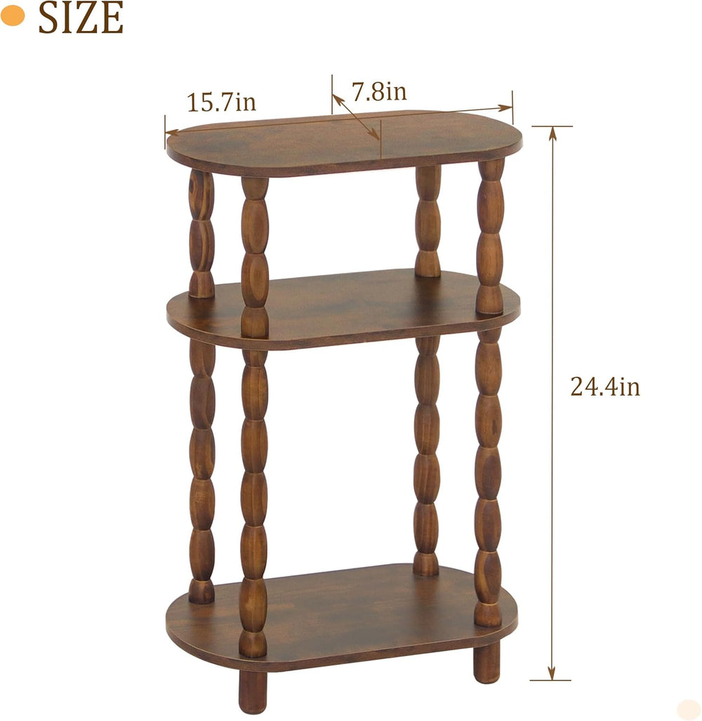 MaxSmeo Narrow Side Table Set of 2, 3-Tier Narrow End Table Living Room Set o...