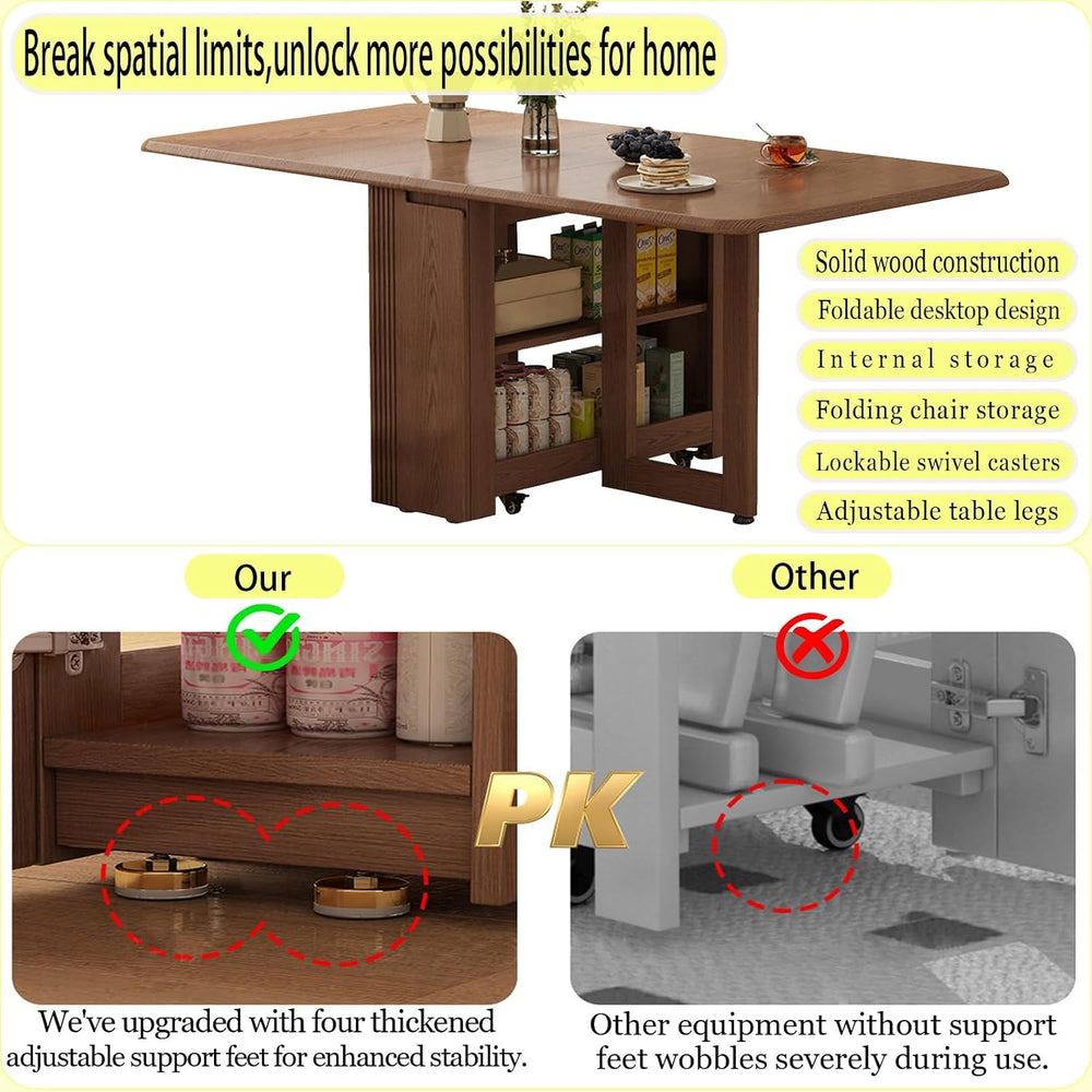 Folding Dining Table with Storage,Foldable into a Small Dining Table with Dra...