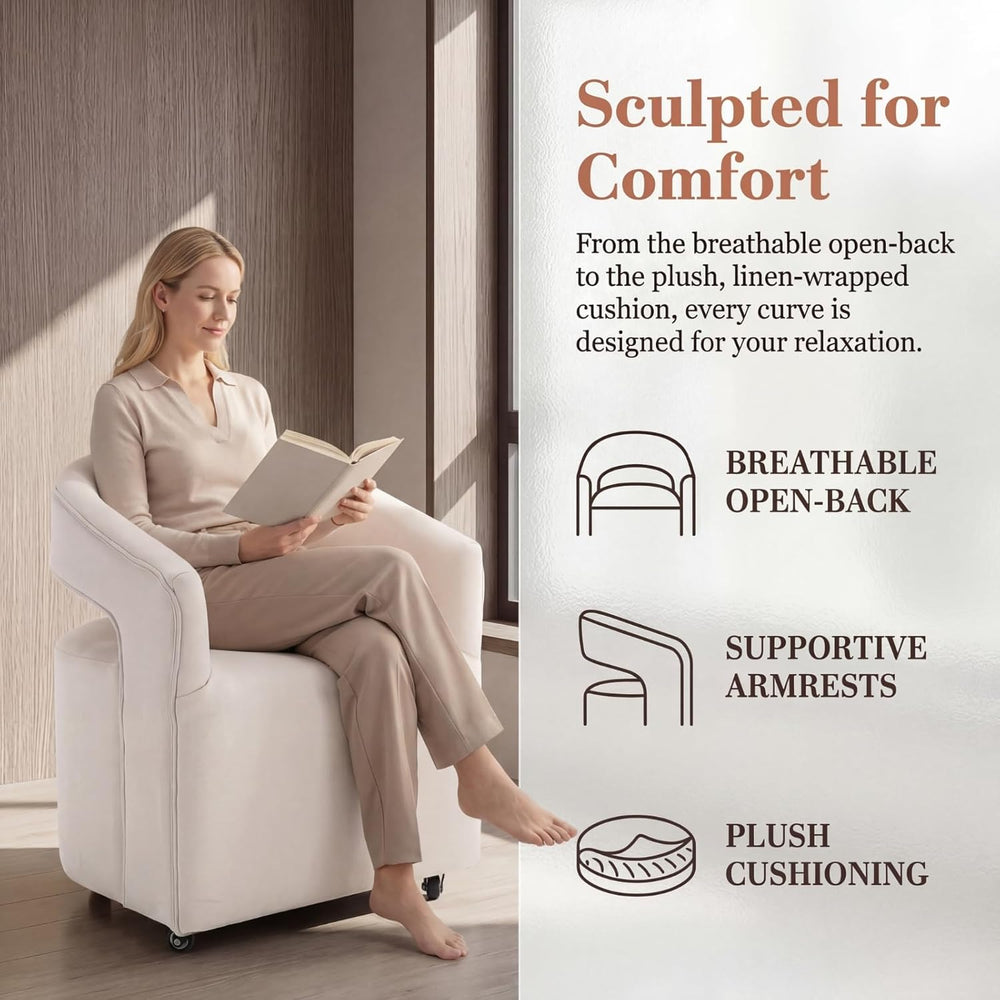 DUOMAY Modern Upholstered Dining Chairs with Swivel Casters - Set of 4 - Cont...