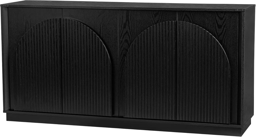 Real Relax 65 Inch Fluted Buffet Cabinet with Storage, Modern Symmetrical Arc...