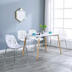 Karl home Mid Century Modern Dining Chairs Set of 4, Stackable Plastic Chair, Bird's Nest Trunk Pattern Suitable for Kitchen, Dining, Bedroom, Living Room,350lbs Capacity(White)