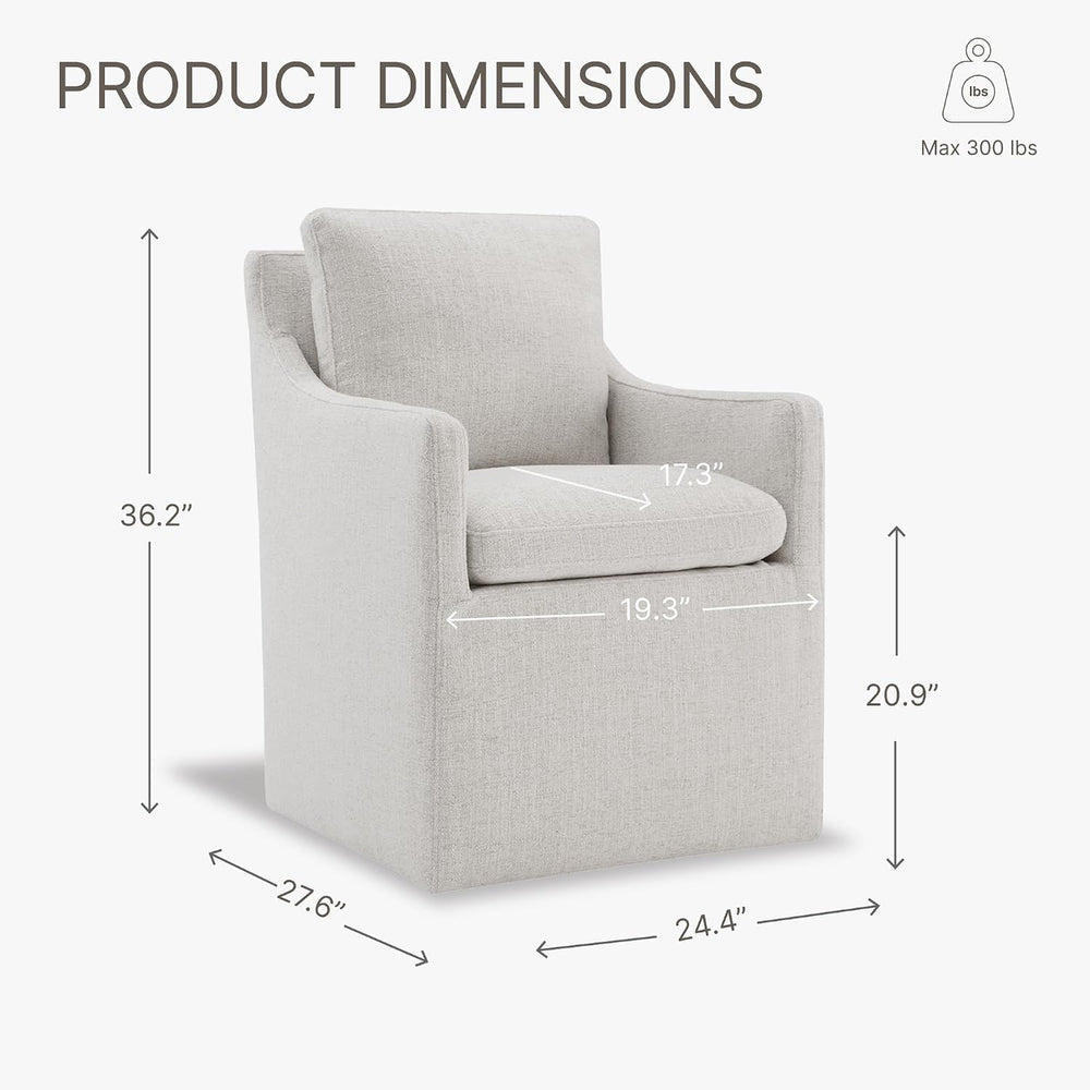 KISLOT Upholstered Dining Chairs with Casters, No Assembly Modern Accent Armc...