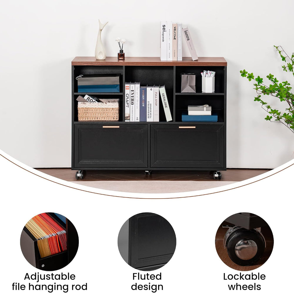 40" Lateral File Cabinet,Farmhouse Wood Small Home Office Storage with W...