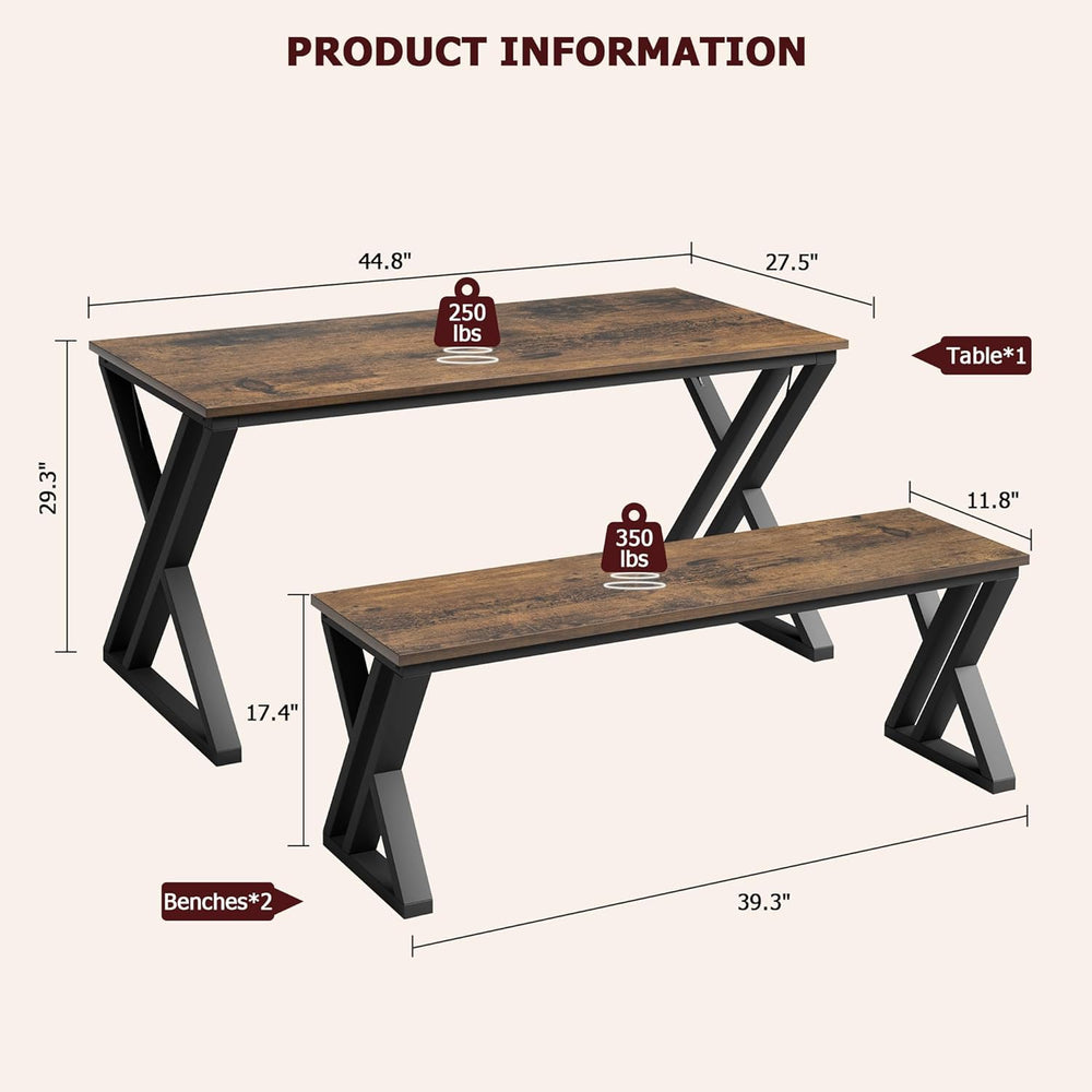 GarveeHome Kitchen Table with 2 Benches, Dining Table Set for 4, Saving Space...