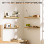 upsimples Floating Shelves for Wall, 23.6 Inch Shelves for Decor Storage Set of 6, Wall Mounted Wood Shelf for Bedroom, Living Room, Bathroom, Kitchen, Long Picture Ledge Shelves, Natural