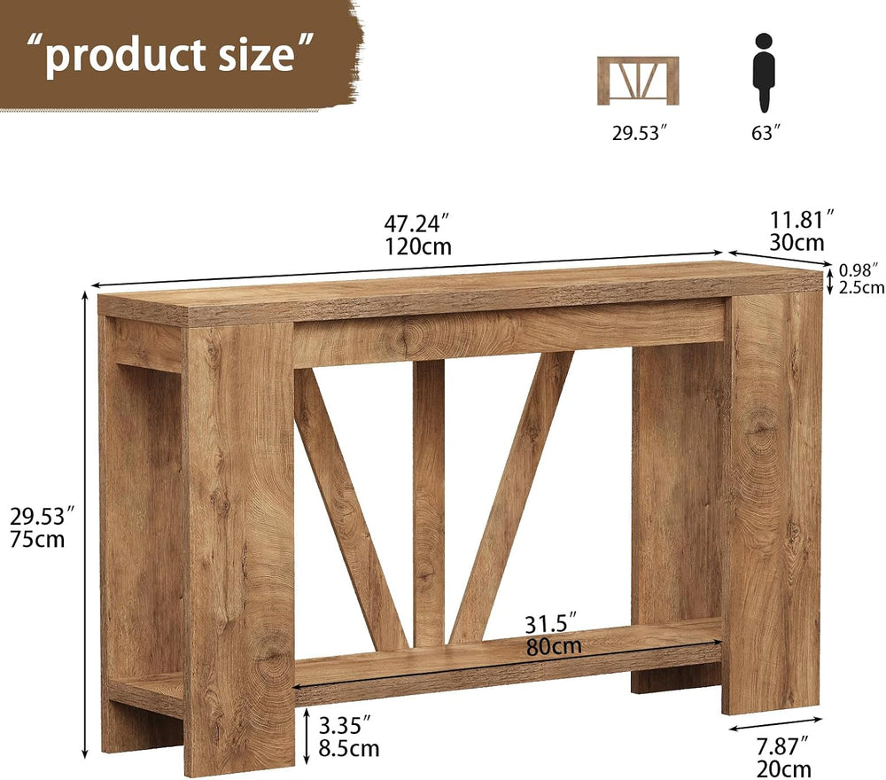 Tohomeor Console Table for Entryway, 47 Inches Narrow Sofa Table Behind The C...