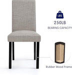 CHUN YI Upholstered Dining Chairs Set of 6, Fabric Dining Room Chairs with Solid Wood Legs, Modern Parson Chairs for Kitchen, Restaurant, Hotel, Light Gray