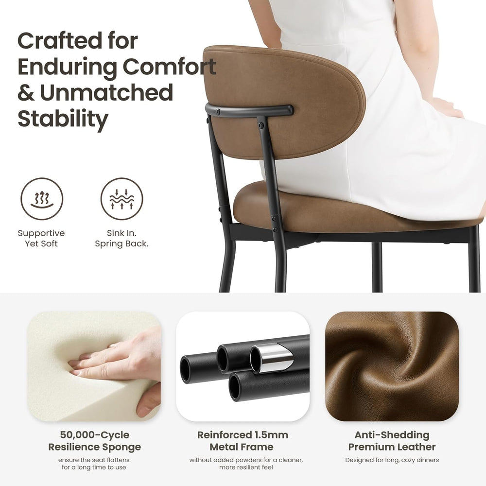 Upholstered Dining Chairs Set of 6, Modern Faux Leather Kitchen Chairs with C...