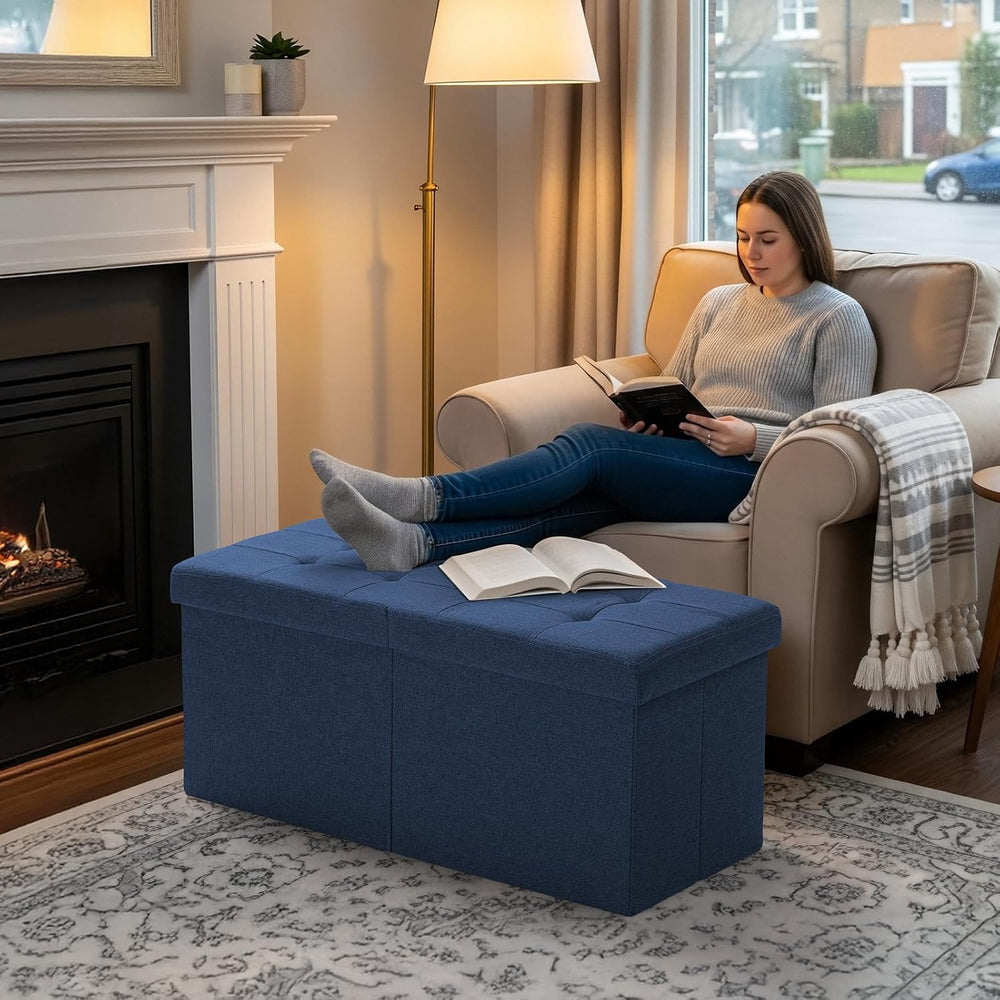 30-INCH Ottoman with Storage, Footrest Storage Bench, End of Bed Bench Coffee...