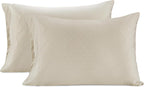 LANE LINEN Pillow Case Covers King, Set of 2, 100% Egyptian Cotton Sateen, Soft Cool & Smooth 1000 Thread Count Pillow Cases - Swiss Dot - Ivory