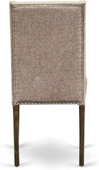 East West Furniture V777FL716-9 9 Piece Dining Table Set Includes a Rectangle Kitchen Table with V-Legs and 8 Dark Khaki Linen Fabric Upholstered Chairs, 40x72 Inch, Multi-Color
