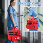 CURMIO Tactical Pill Bottle Organizer Case, Double Layers Medicine Storage Bag for Medication Bottles, Vitamins, Medical Supplies, Red (Bag Only)