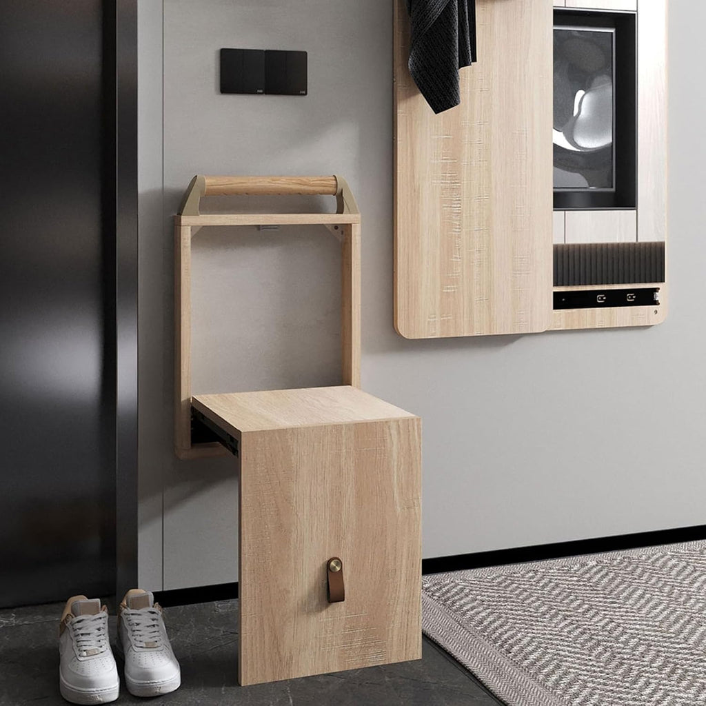 Hidden Shoe Bench, Shoe Bench Rack for Entryway, Folding Chair Wall-Mounted Invisible Shoe-Changing Stool, Fold Down and Up Shoe Bench On The Wall(D2)