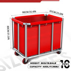 Commercial Laundry Cart on Wheels, 11.35 Bushels Large Laundry Roller, Heavy Duty Stainless Steel, Silver