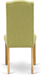 East West Furniture ESCE3-OAK-07 3 Piece Dinette Set for Small Spaces Contains a Round Dining Table with Pedestal and 2 Limelight Linen Fabric Upholstered Chairs, 30x30 Inch, Oak