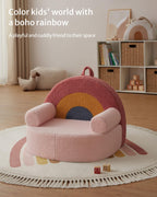 Blissful Diary Kids Chair, Soft Kids Armchair, Comfortable Kids Couch Sofa for Reading Planying, Kids Furniture for Boys and Girls Gift, Blush Pink Rainbow