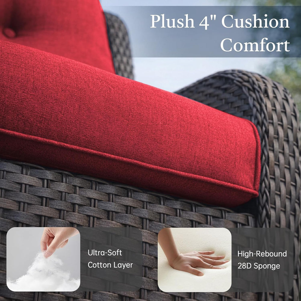 Outdoor Swivel Rocker Patio Chairs with Side Table 3 Pieces PE Wicker Patio F...