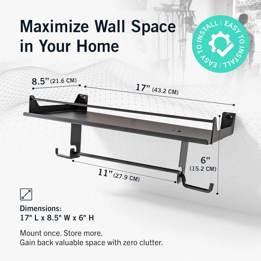 StoreYourBoard Paper Towel Holder Wall Mount – Heavy Duty Paper Towel Holder Mounted for Garage, Workshop, or Utility Room – Space-Saving Garage Shelving & Wall Organizer for Tools, Cleaning Supplies