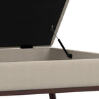 SIMPLIHOME Owen 40 inch Wide Mid Century Modern Square XL Coffee Table Storage Ottoman in Natural Polyester Fabric, Assembled, for The Living Room, Entryway and Family Room