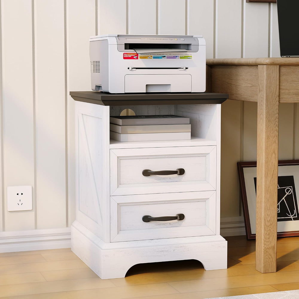 Garvee Farmhouse Rustic Nightstands with Charging Station Set of 1/2, Modern ...