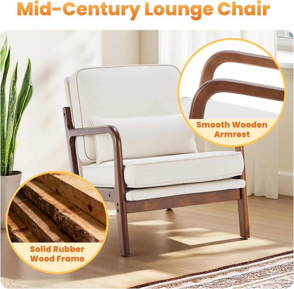 DUMOS Mid Century Modern Accent Chair, 16'' Seat Height Cozy Lounge C...